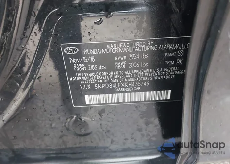 2019 Hyundai Elantra Sel from USA, damaged, VIN 5NPD84LFXKH435745